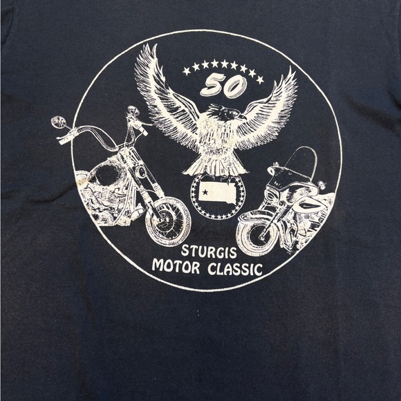 Vintage 1990 Sturgis Motor Classic Black Graphic Tee - Picture 3 of 5